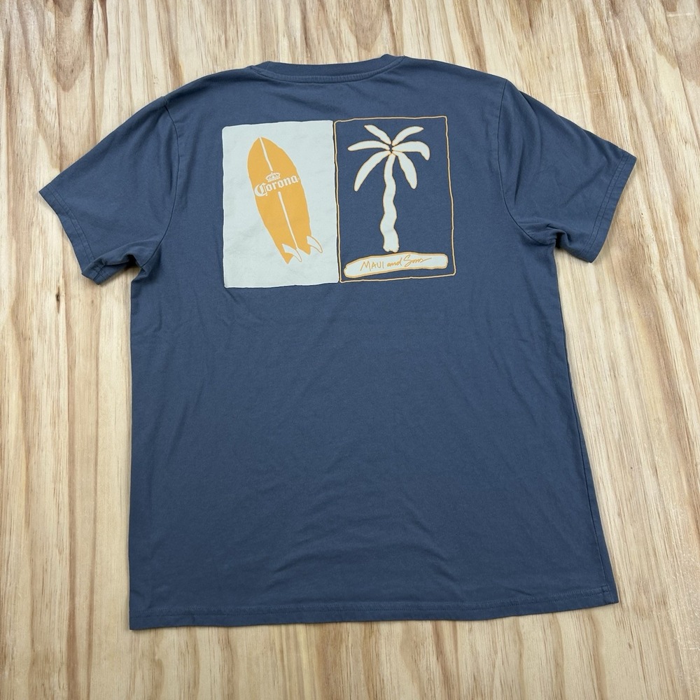 Corona Maui and Sons Men's Large Blue T Shirt Short Sleeve Surf Beach Graphic